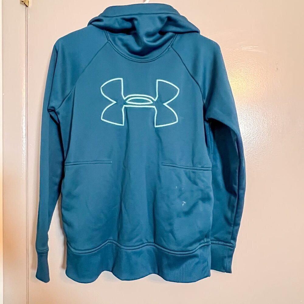 Under Armour Women's Cold Gear Big Logo Hoodie Blue Size S - Picture 1 of 5